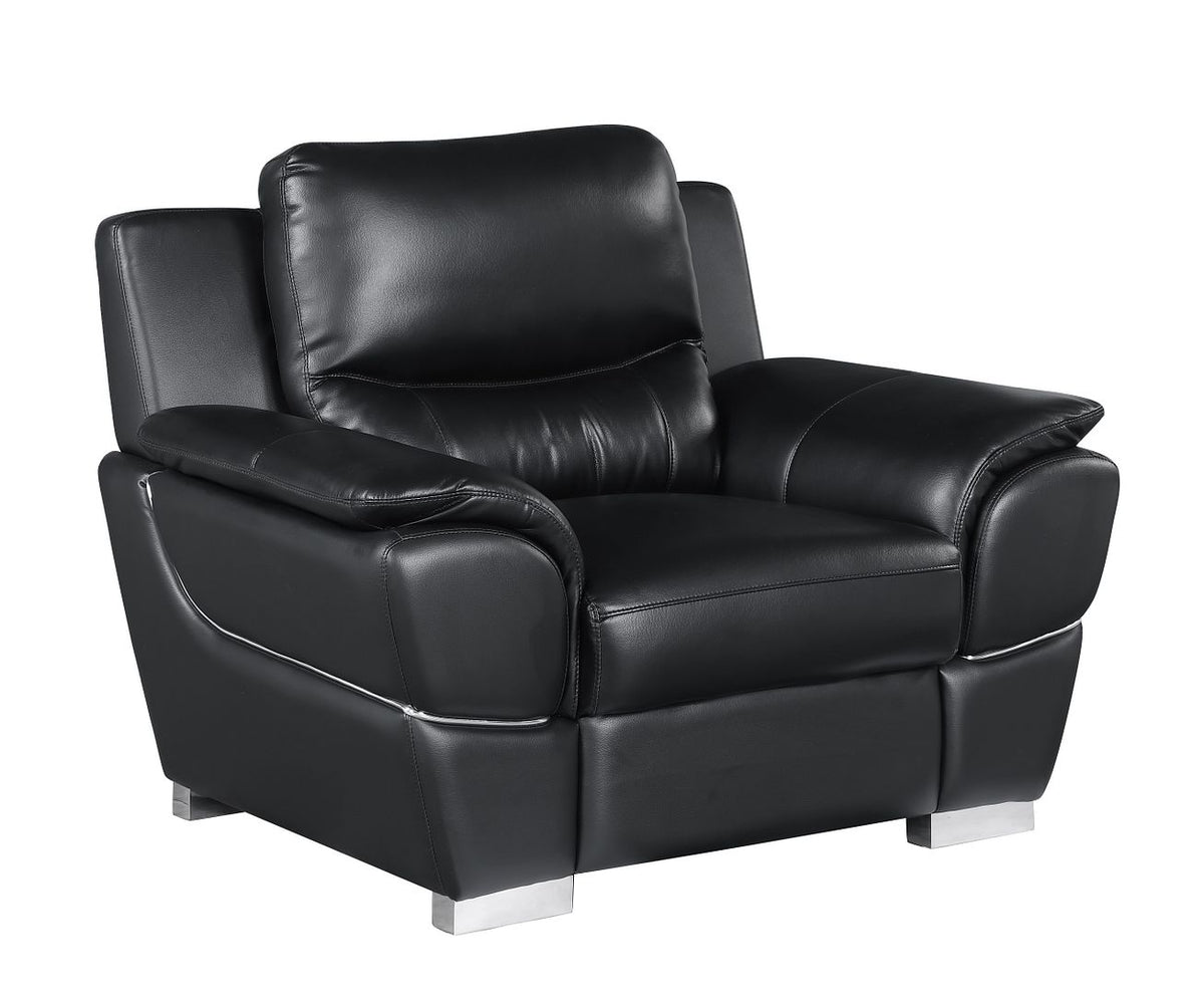4572 Modern Genuine Leather Chair - Black - SKU 4572-CH-BLACK - view 2