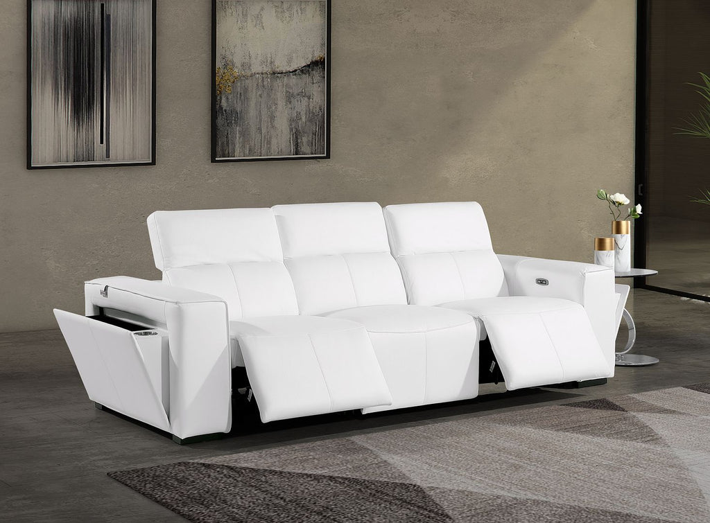 1224 Divanitalia 3-Piece Modular Power Reclining Sofa in Top Grain Italian Leather with 2 Power Recliners & Power Headrests