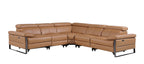 1246 Divanitalia 5-Piece L-Shaped Modular Power Reclining Sectional Sofa with Power Headrests - Top Grain Italian Leather