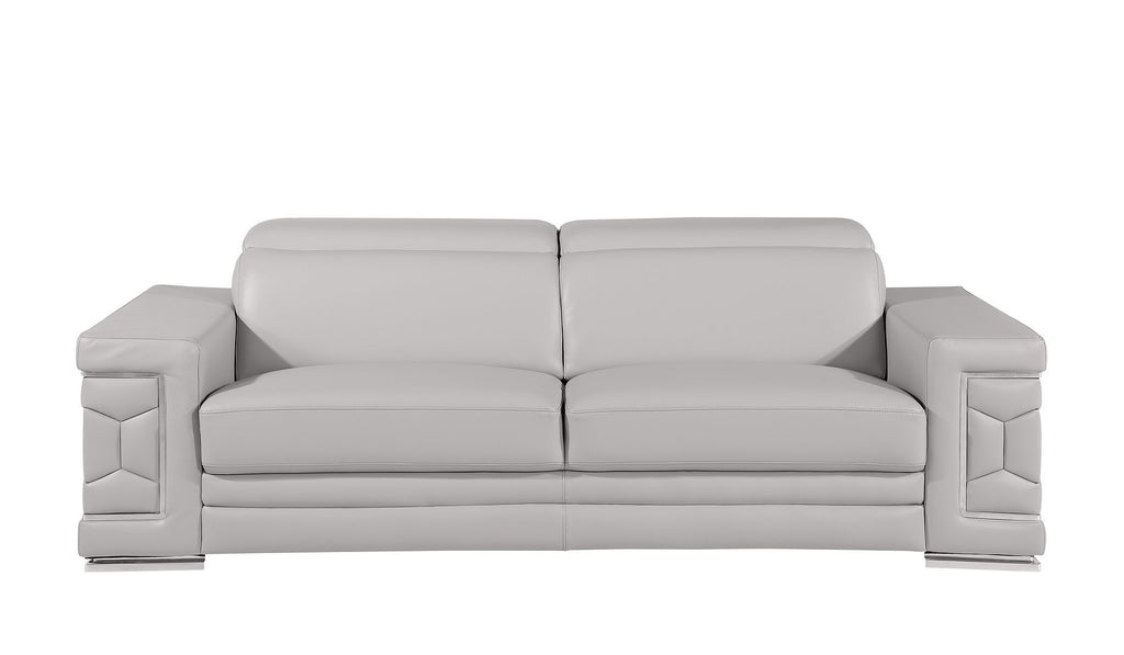 296 Modern Genuine Leather 3-Piece Sofa Set - Light Grey - SKU 296-LT-GREY-3PC - view 3