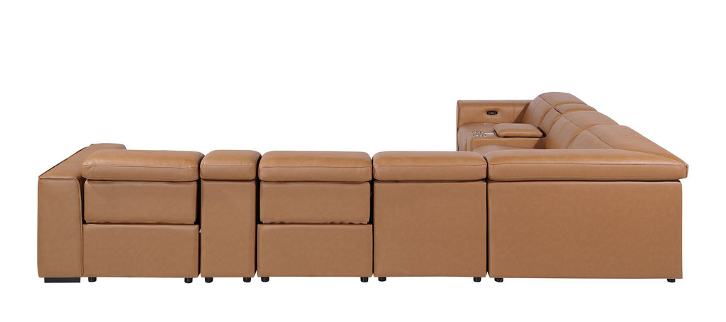 1224 Divanitalia 8-Piece L-Shaped Sectional Sofa in Top Grain Italian Leather with 4 Power Recliners & Power Headrests