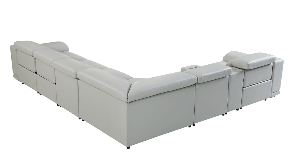 9762 Divanitalia 7-Piece L-Shaped Top Grain Italian Leather Sectional Sofa with 3 Power Recliners