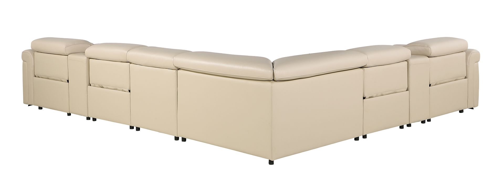 1126 Divanitalia 8-Piece L-Shaped Sectional Sofa in Top Grain Italian Leather with 4 Power Recliners & Power Headrests