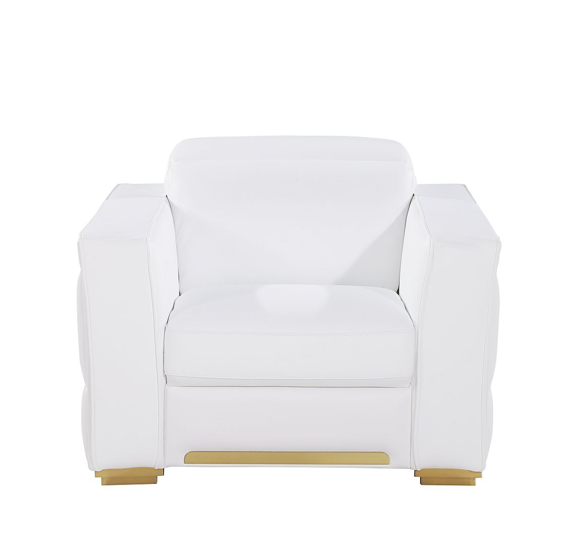 1120 Divanitalia Chair with Adjustable Headrest in Top-grain Italian Leather - White - SKU 1120-WHITE-CH
