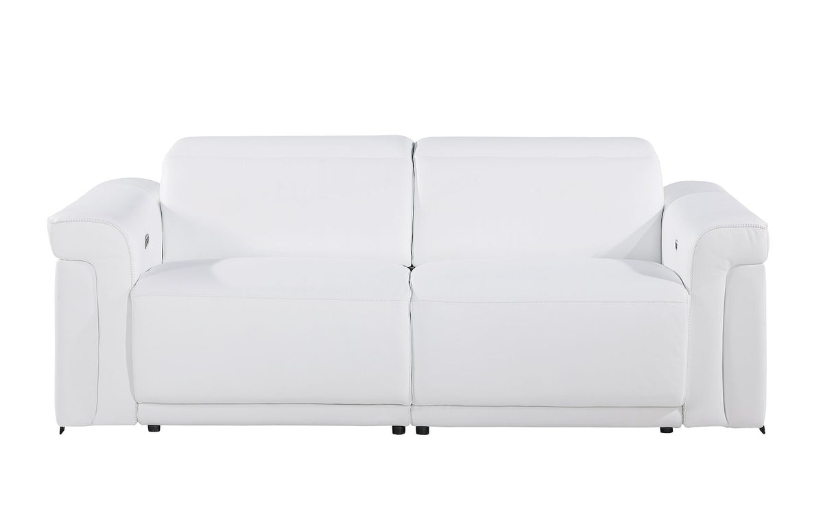 1126 Divanitalia Power Reclining Sofa and Loveseat Set in Top Grain Italian Leather with 4 Power Recliners & Power Headrests - White - SKU 1126-WHITE-2PC - view 3