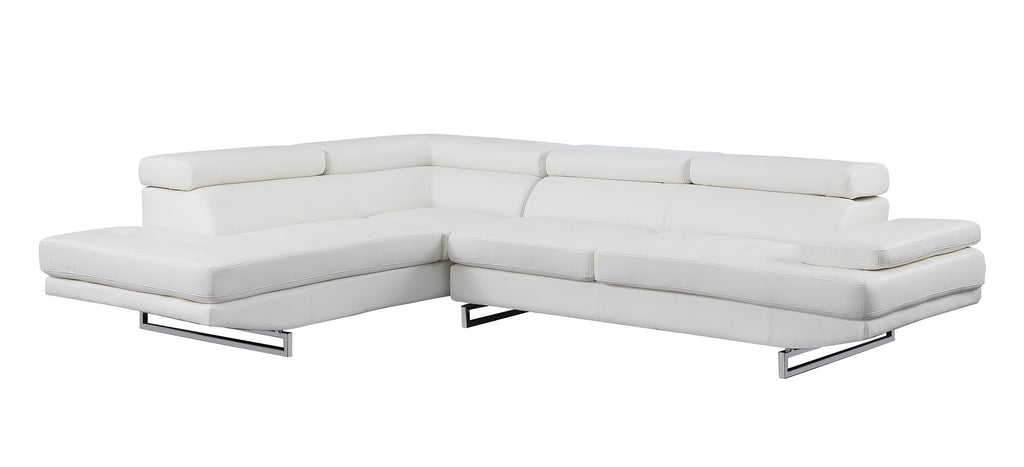 8136 Left Arm Facing Chaise with Adjustable Headrest in Genuine Leather