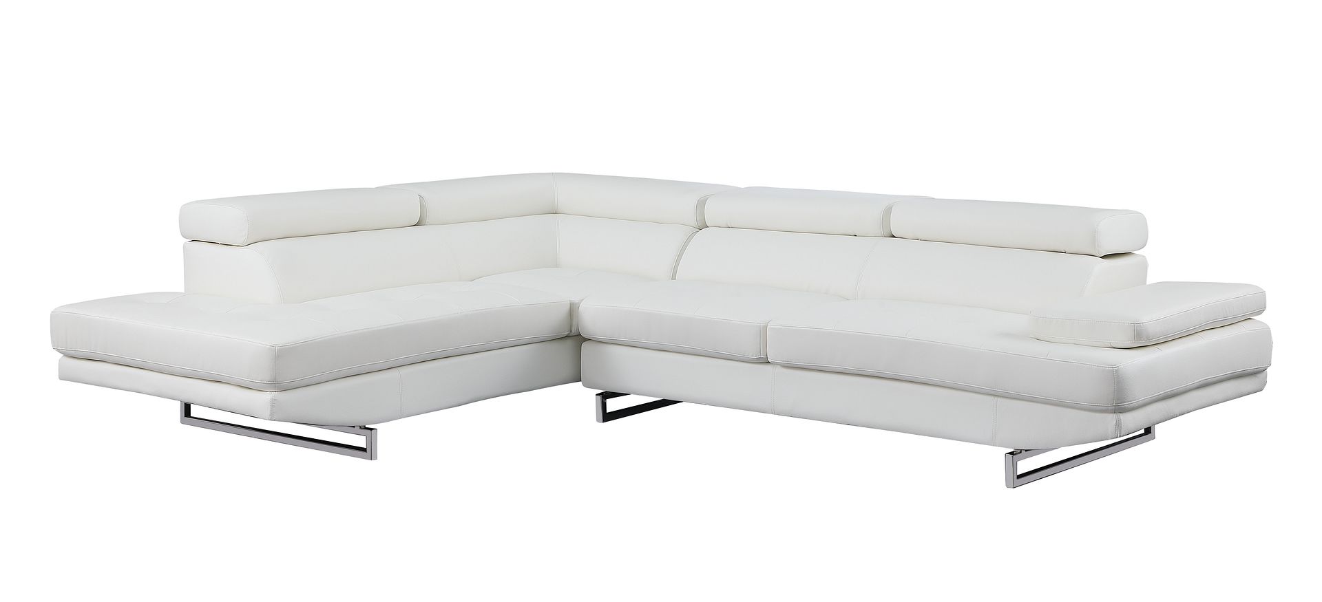 8136 Left Arm Facing Chaise with Adjustable Headrest in Genuine Leather