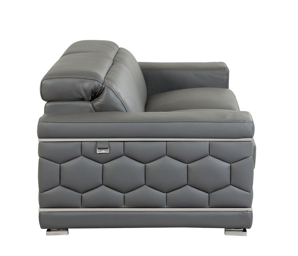692 Divanitalia Loveseat with Adjustable Headrest in Top-grain Italian Leather - Dark Grey - SKU 692-L-DARK GRAY - view 5