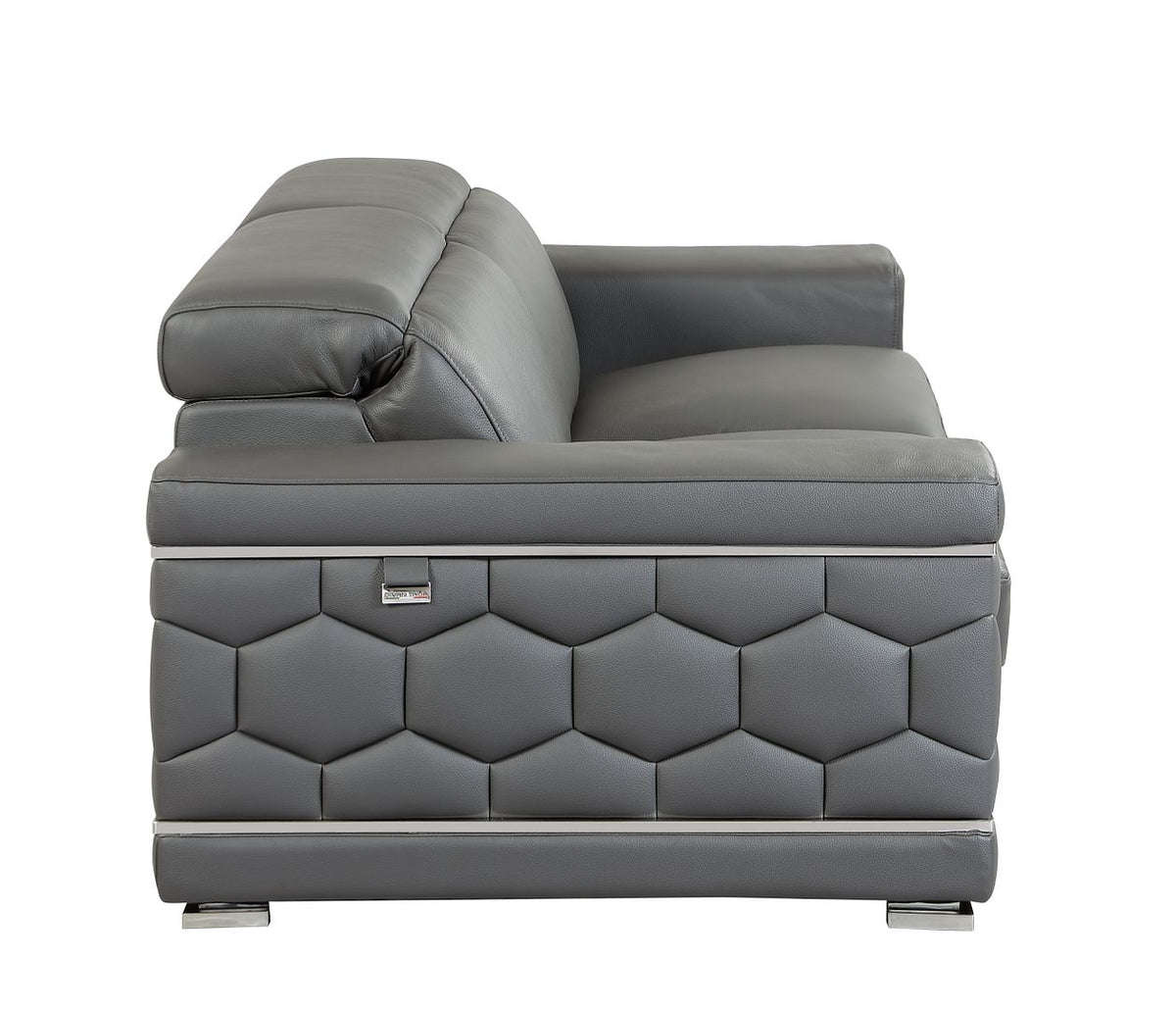 692 Divanitalia Loveseat with Adjustable Headrest in Top-grain Italian Leather - Dark Grey - SKU 692-L-DARK GRAY - view 5