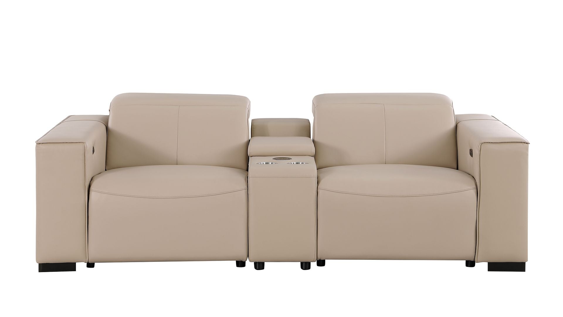 1208 Genuine Leather Dual Power Reclining Console Loveseat