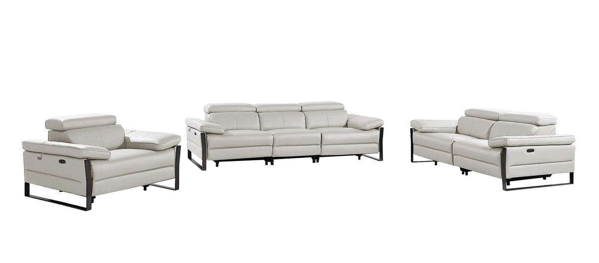 1246 Divanitalia Modular Power Dual Reclining Sofa, Loveseat, and Chair Set with Power Headrests - Top Grain Italian Leather - Light Grey - SKU 1246-LT-GREY-6.5-HT-3PC - view 3