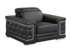 692 Divanitalia 3-Piece Sofa Set with Adjustable Headrest in Top-grain Italian Leather - Black - SKU 692- BLACK 3PC (S/L/CH) - GROUP - view 8