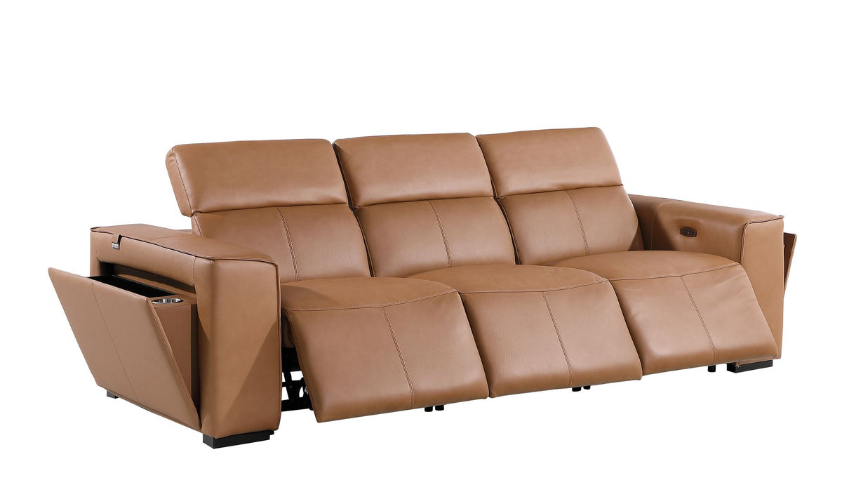 1224 Divanitalia 3-Piece Modular Power Reclining Sofa in Top Grain Italian Leather with 3 Power Recliners & Power Headrests - Cognac - SKU 1224-COGNAC-3.3-HT - view 5