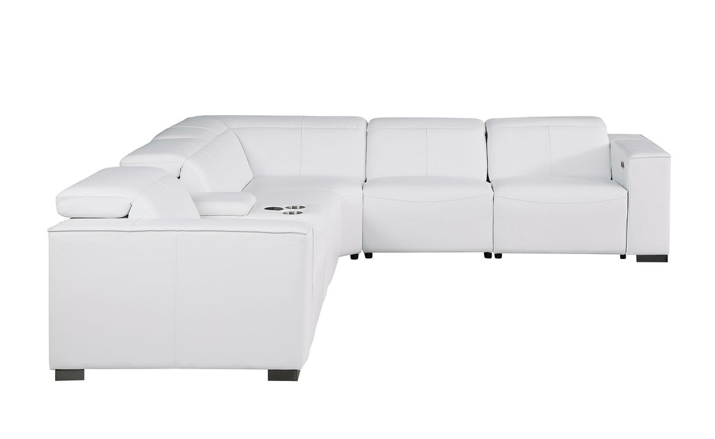 1208 6-Piece L-Shaped Leather Reclining Sectional Sofa with 3 Power Recliners