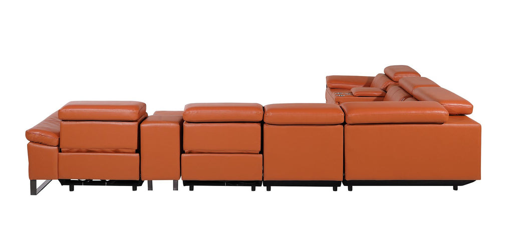 1246 Divanitalia 8-Piece L-Shaped Modular Power Reclining Sectional Sofa with 3 Power Recliners and Power Headrests - Top Grain Italian Leather