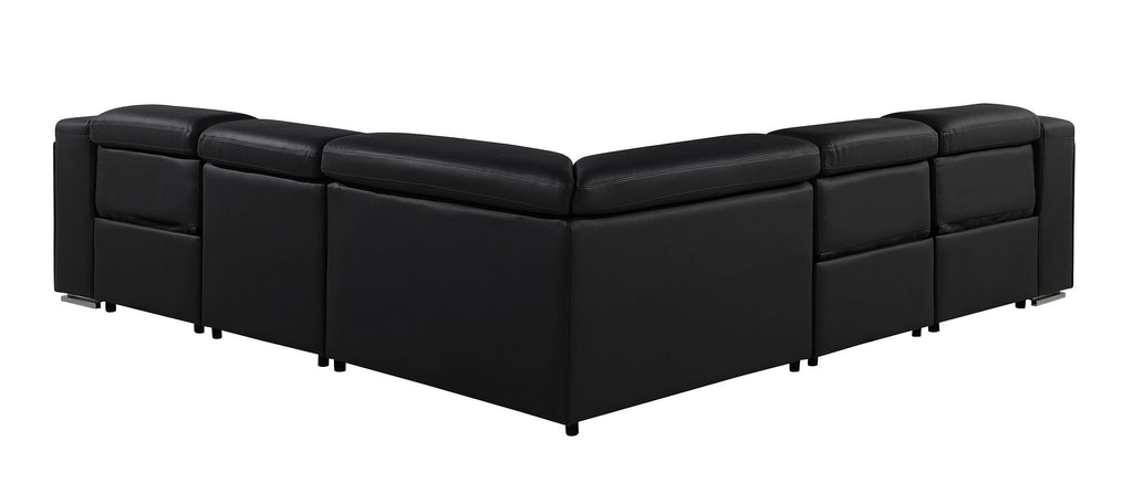 1116 Divanitalia 5-Piece L-Shaped Sectional Sofa in Top Grain Italian Leather with 3 Power Recliners & Power Headrests - Black - SKU 1116-BLACK-5PC-3PWR-SECTIONAL- GROUP - view 6