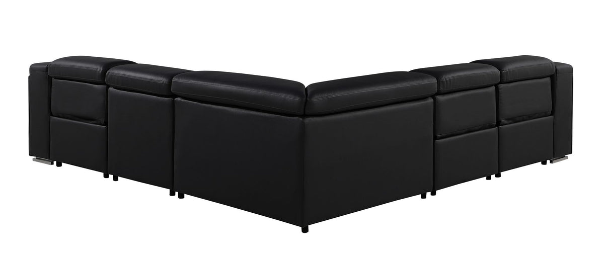 1116 Divanitalia 5-Piece L-Shaped Sectional Sofa in Top Grain Italian Leather with 3 Power Recliners & Power Headrests - Black - SKU 1116-BLACK-5PC-3PWR-SECTIONAL- GROUP - view 6