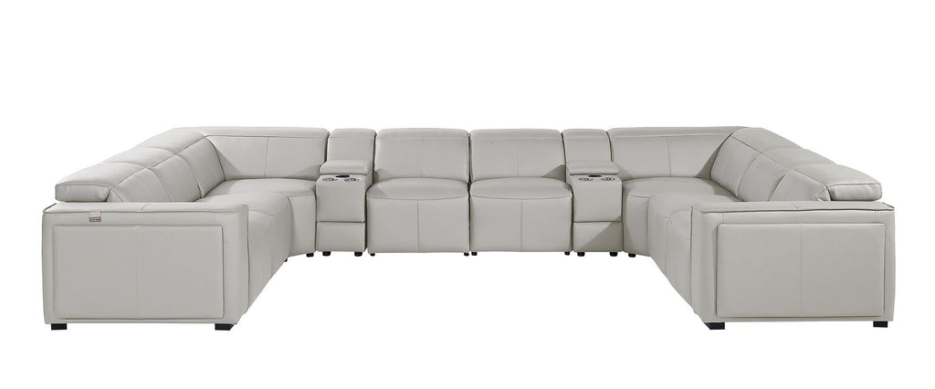1224 Divanitalia 10-Piece U-Shaped Sectional Sofa in Top Grain Italian Leather with 4 Power Recliners & Power Headrests