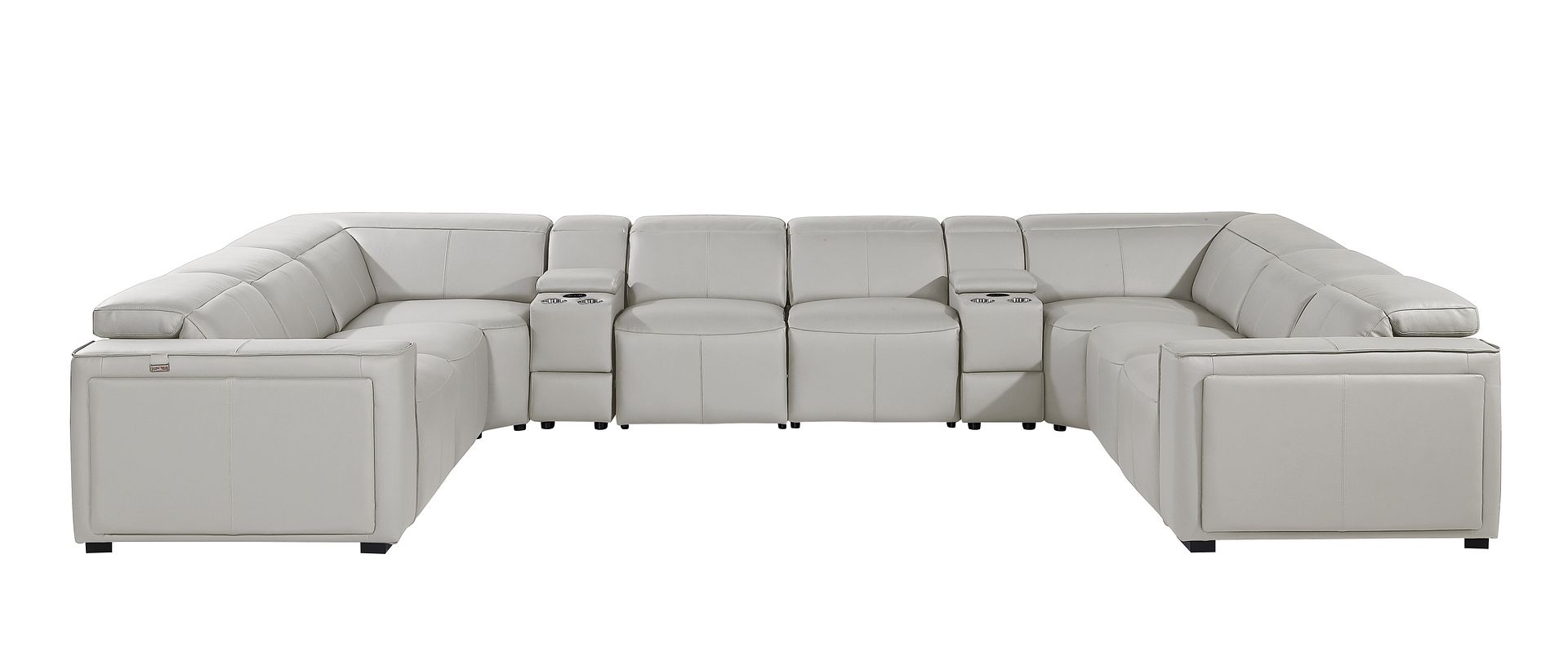 1224 Divanitalia 10-Piece U-Shaped Sectional Sofa in Top Grain Italian Leather with 4 Power Recliners & Power Headrests