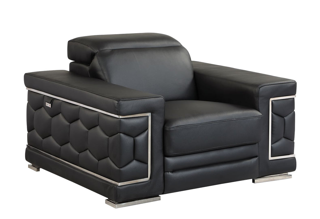 692 Divanitalia Chair with Adjustable Headrest in Top-grain Italian Leather - Black - SKU 692-CH-BLACK - view 2