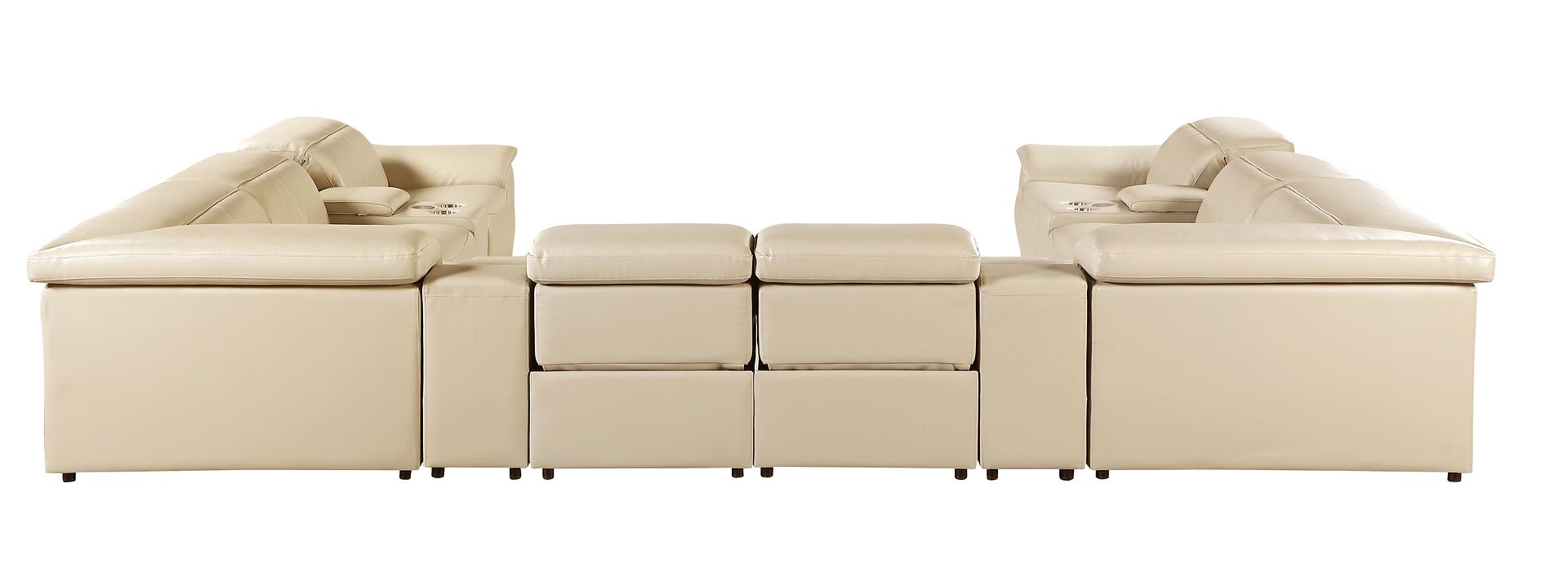 9762 Divanitalia 12-Piece U-Shaped Top Grain Italian Leather Sectional Sofa with 4 Power Recliners