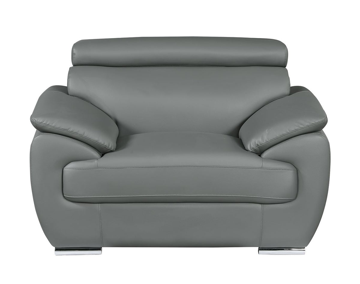 4571 Modern Genuine Leather Chair - Dark Grey - SKU 4571-CH-GREY
