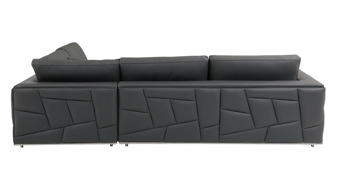 998 Divanitalia Cream Right Arm Facing Sectional Sofa in Top-grain Italian Leather - Dark Grey - SKU 998-Sectional-RAF-CHAISE-DARK GREY - view 9