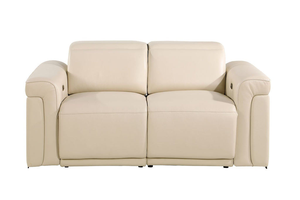 1126 Divanitalia Power Reclining Loveseat in Top Grain Italian Leather with 2 Power Recliners & Power Headrests - Beige
