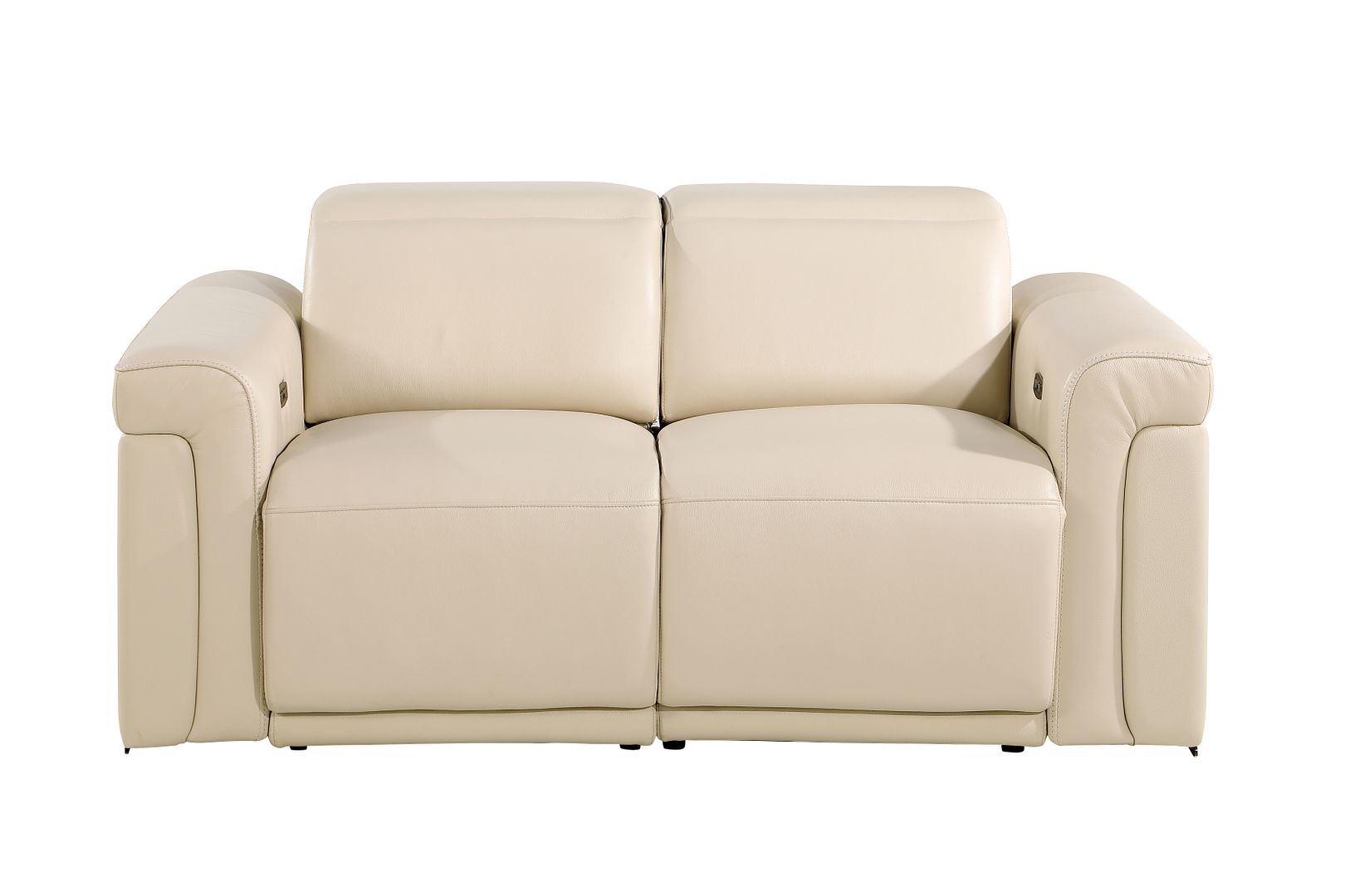 1126 Divanitalia Power Reclining Loveseat in Top Grain Italian Leather with 2 Power Recliners & Power Headrests - Beige
