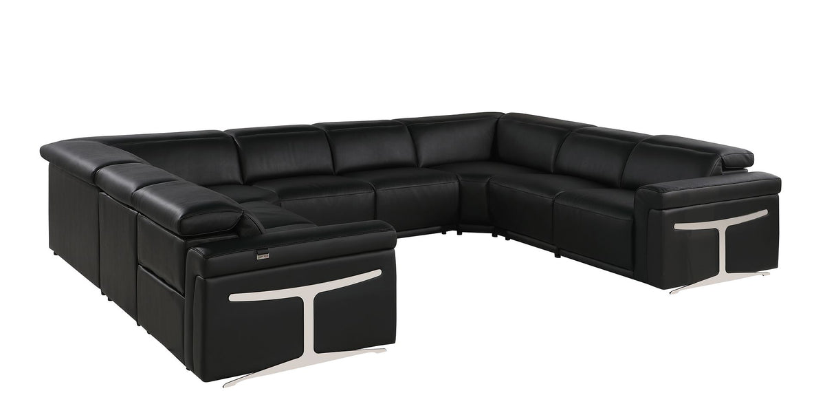1126 Divanitalia 8-Piece U-Shaped Sectional Sofa in Top Grain Italian Leather with 4 Power Recliners & Power Headrests - Black - SKU 1126-BLACK-8PC-4PWR-U-NC-SECTIONAL-GROUP - view 5