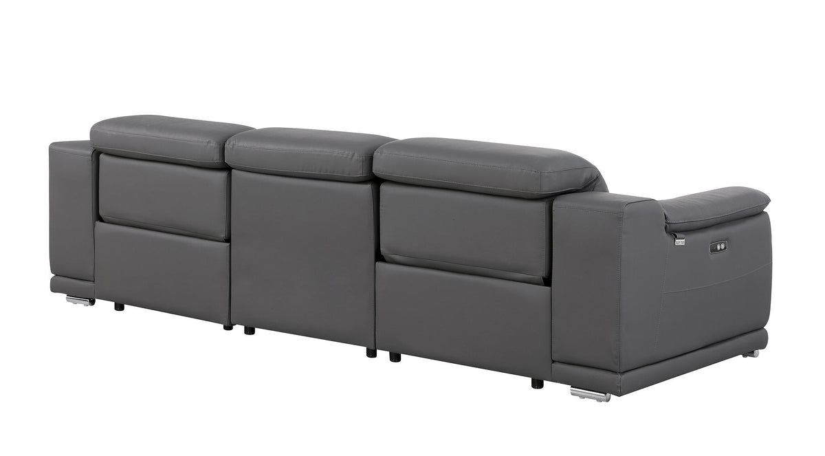 9762 Divanitalia 3-Piece Modular Power Reclining Sofa with 2 Power Recliners in Top Grain Italian Leather - Dark Grey - SKU 9762-DK-GREY-3.2-S-HT - view 7