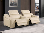 1116 Divanitalia 3-Piece Modular Power Reclining Console Loveseat in Top Grain Italian Leather with 2 Power Recliners & Power Headrests