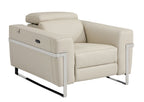 990 Divanitalia Power Reclining Arm Chair with Power Headrest in Top-grain Italian Leather - Beige - SKU 990-BEIGE-CH - view 2