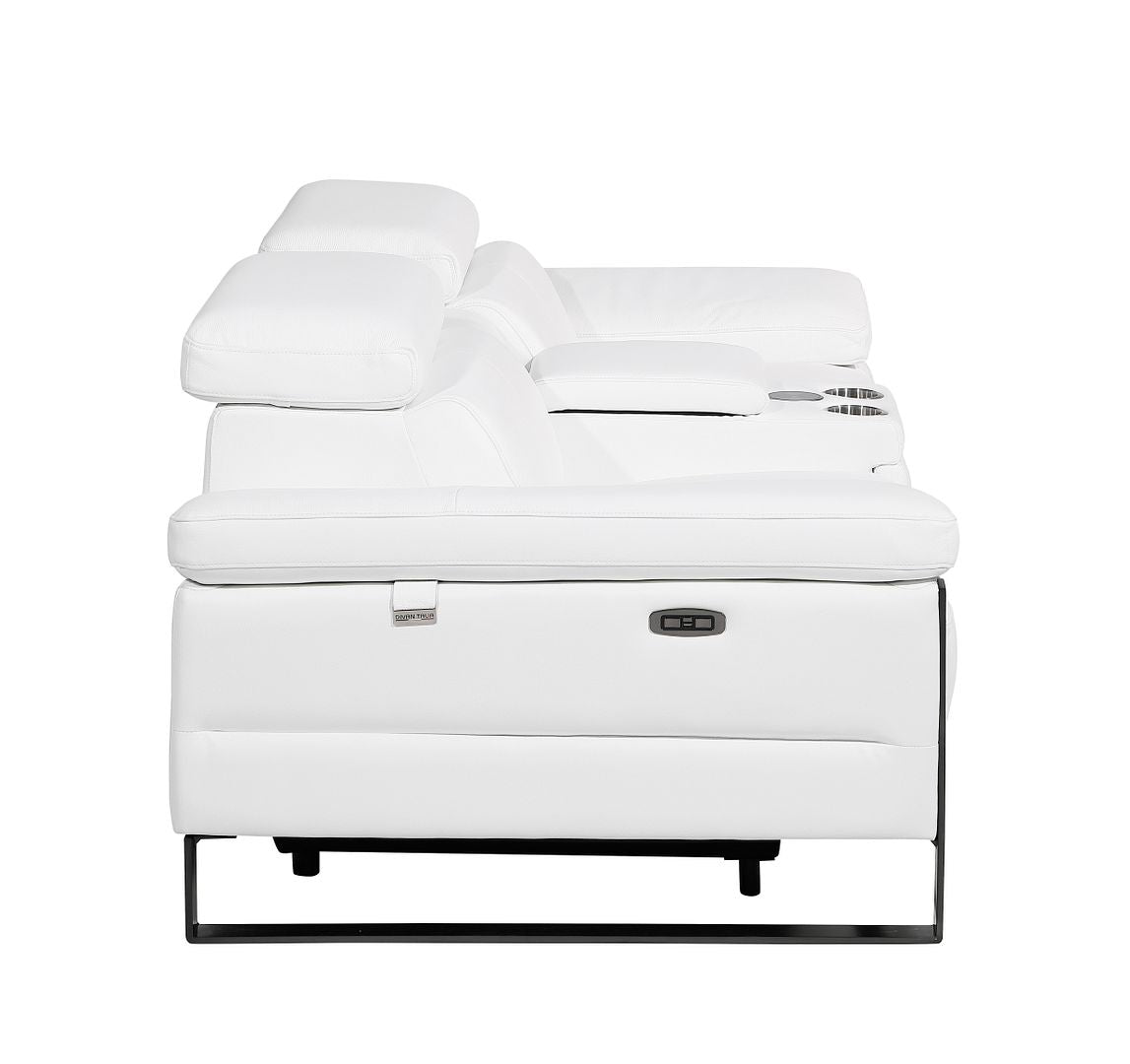 1246 Divanitalia Top Grain Italian Leather Console Loveseat with Power Headrest - White - SKU 1246-WHITE-3.2-HT - view 8