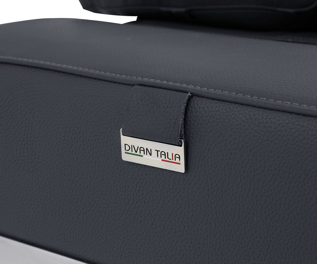 990 Divanitalia Power Reclining Arm Chair with Power Headrest in Top-grain Italian Leather - Dark Grey - SKU 990-DK-GRAY-CH - view 8
