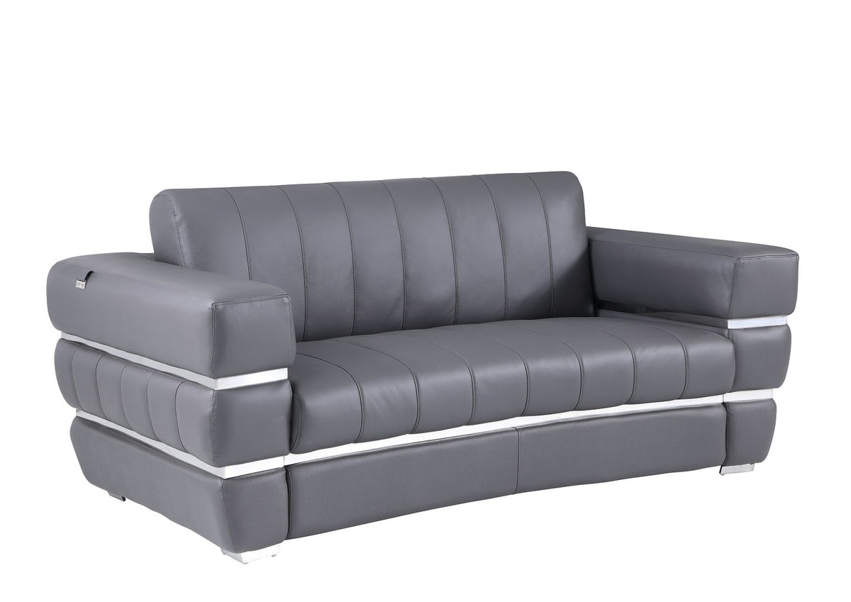 904 Divanitalia 3-Piece Sofa Set in Top-grain Italian Leather - Dark Grey - SKU 904- DARK GRAY 3PC (S/L/CH) - GROUP - view 6