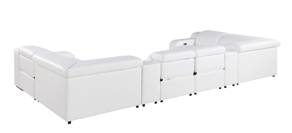 1116 Divanitalia 8-Piece U-Shaped Sectional Sofa in Top Grain Italian Leather with 4 Power Recliners & Power Headrests - White - SKU 1116-WHITE-8PC-4PWR-U-SECTIONAL-GROUP - view 6