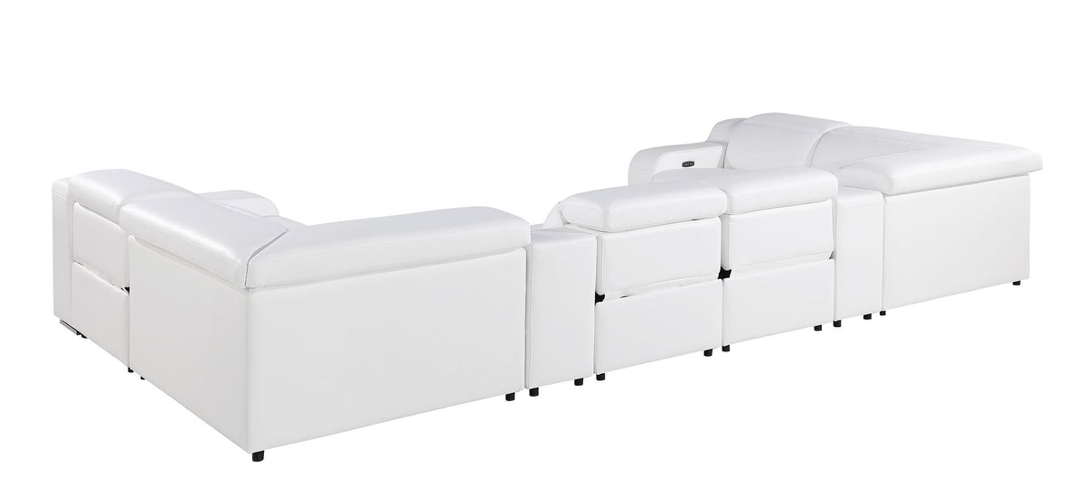 1116 Divanitalia 8-Piece U-Shaped Sectional Sofa in Top Grain Italian Leather with 4 Power Recliners & Power Headrests - White - SKU 1116-WHITE-8PC-4PWR-U-SECTIONAL-GROUP - view 6