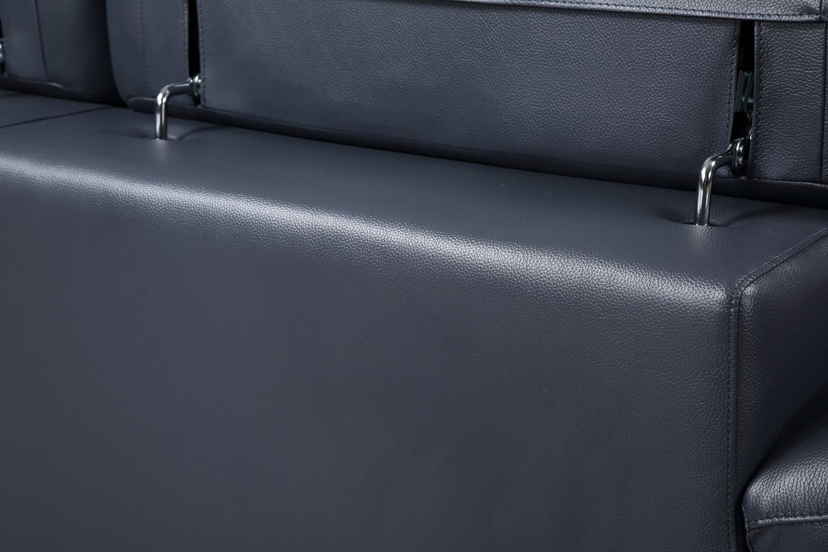 727 Divanitalia Right Arf Facing Sectional Sofa with Adjustable Headrest in Top-grain Italian Leather - Navy - SKU 727-Sectional-RAF-CHAISE-NAVY - view 6