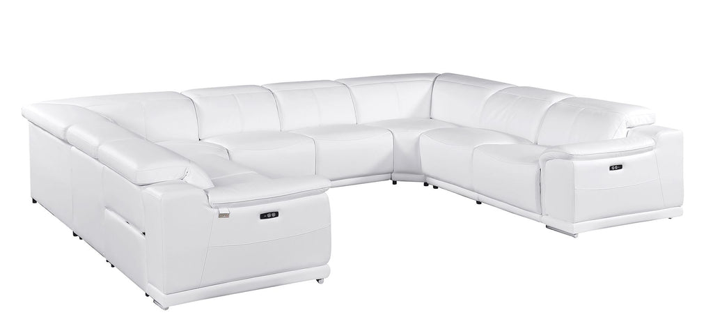 9762 Divanitalia 8-Piece U-Shaped Top Grain Italian Leather Sectional Sofa with 4 Power Recliners