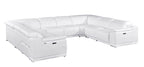 9762 Divanitalia 8-Piece U-Shaped Top Grain Italian Leather Sectional Sofa with 4 Power Recliners