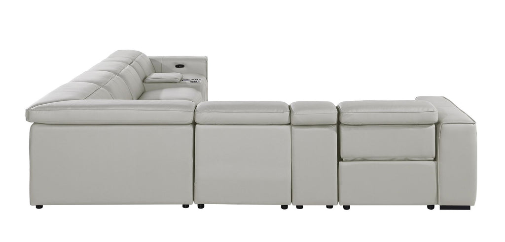 1224 Divanitalia 8-Piece L-Shaped Sectional Sofa in Top Grain Italian Leather with 3 Power Recliners & Power Headrests - Light Grey - SKU 1224-LT-GREY-8PC-3PWR-SECTIONAL - view 6