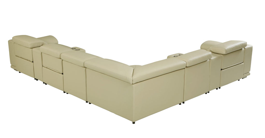9762 Divanitalia 8-Piece L-Shaped Top Grain Italian Leather Sectional Sofa with 3 Power Recliners