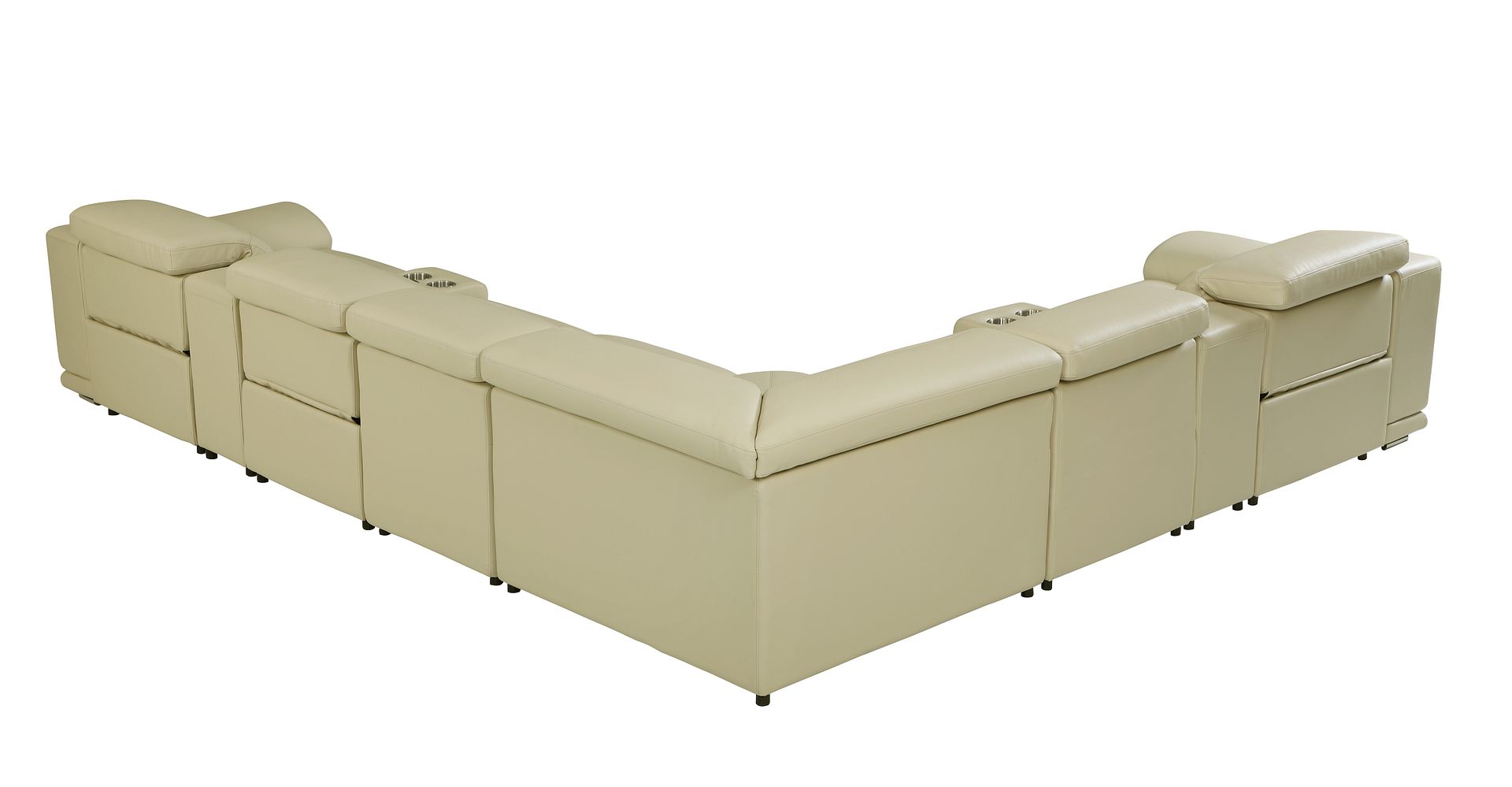 9762 Divanitalia 8-Piece L-Shaped Top Grain Italian Leather Sectional Sofa with 3 Power Recliners