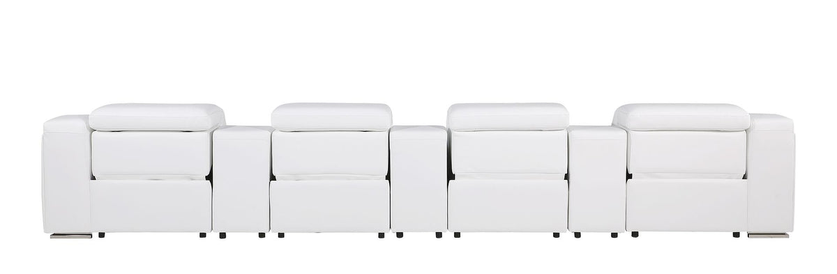 1116 Divanitalia 7-Piece Modular Power Reclining Sofa in Top Grain Italian Leather with 4 Power Recliners & Power Headrests - White - SKU 1116-WHITE-S-7.4-HT - view 9