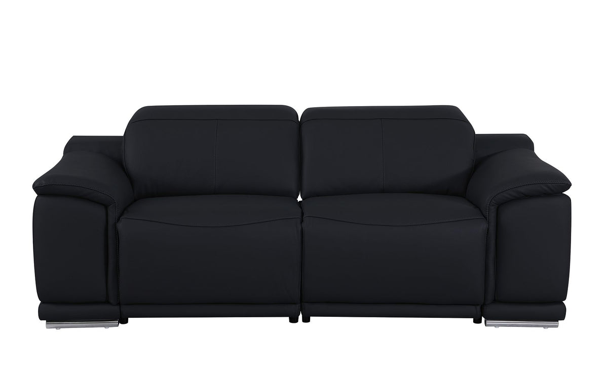 9762 Divanitalia 2-Piece Modular Power Reclining Console with 2 Power Recliners in Top Grain Italian Leather - Black - SKU 9762-BLACK-2.2-HT - view 3