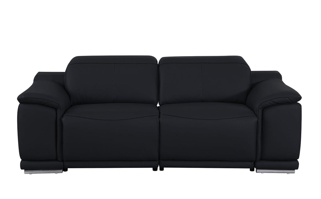 9762 Divanitalia 2-Piece Modular Power Reclining Console with 2 Power Recliners in Top Grain Italian Leather