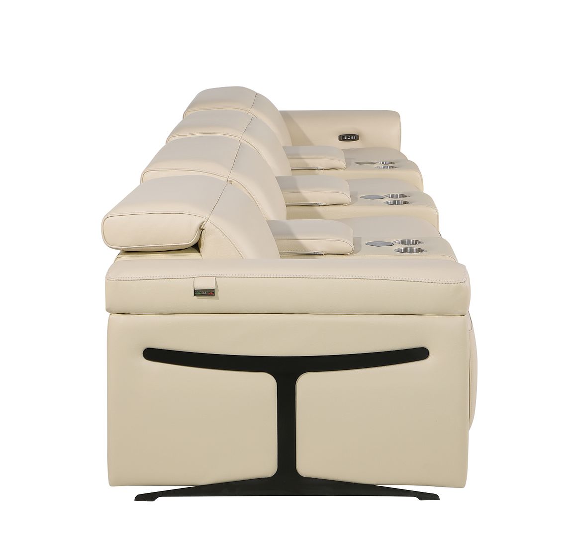 1126 Divanitalia 7-Piece Modular Power Reclining Sofa in Top Grain Italian Leather with 4 Power Recliners & Power Headrests - Beige - SKU 1126-BEIGE-7.4-HT - view 8