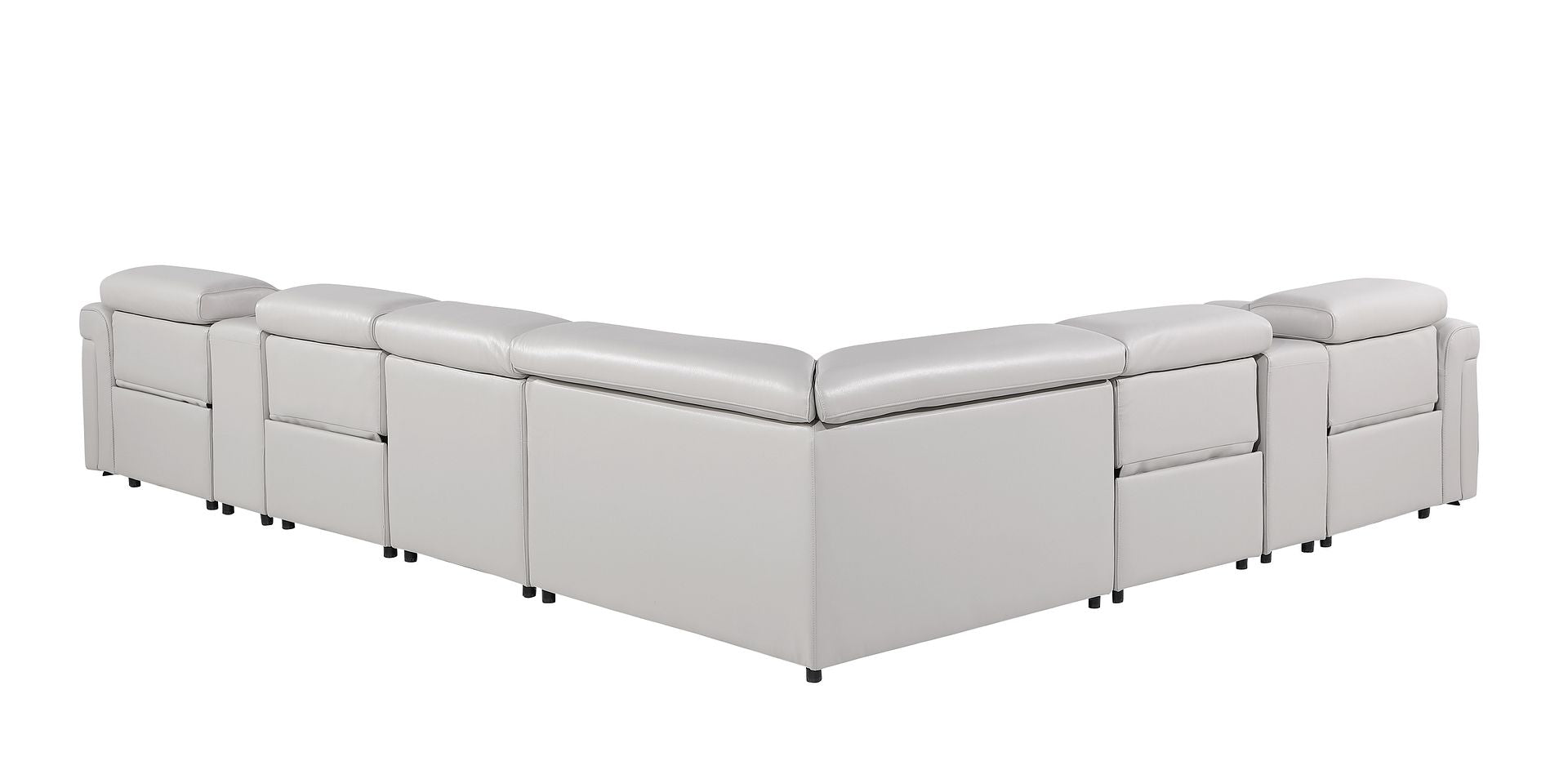 1126 Divanitalia 8-Piece L-Shaped Sectional Sofa in Top Grain Italian Leather with 4 Power Recliners & Power Headrests