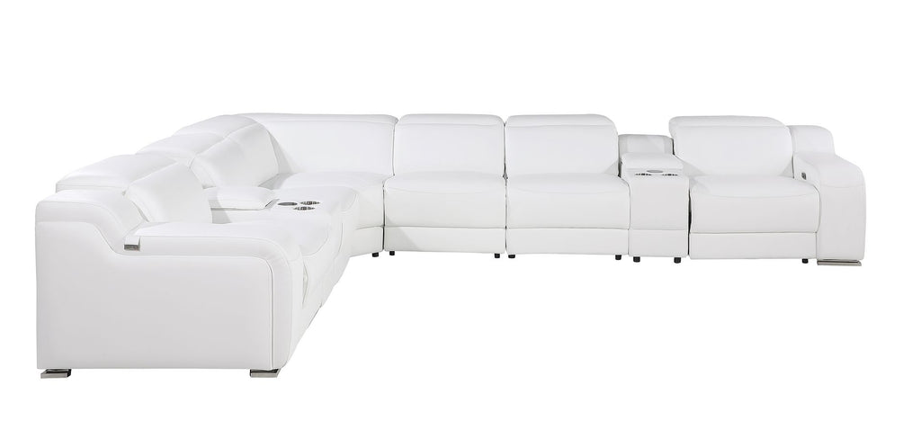 1116 Divanitalia 8-Piece L-Shaped Sectional Sofa in Top Grain Italian Leather with 3 Power Recliners & Power Headrests - White - SKU 1116-WHITE-8PC-3PWR-SECTIONAL- GROUP - view 5
